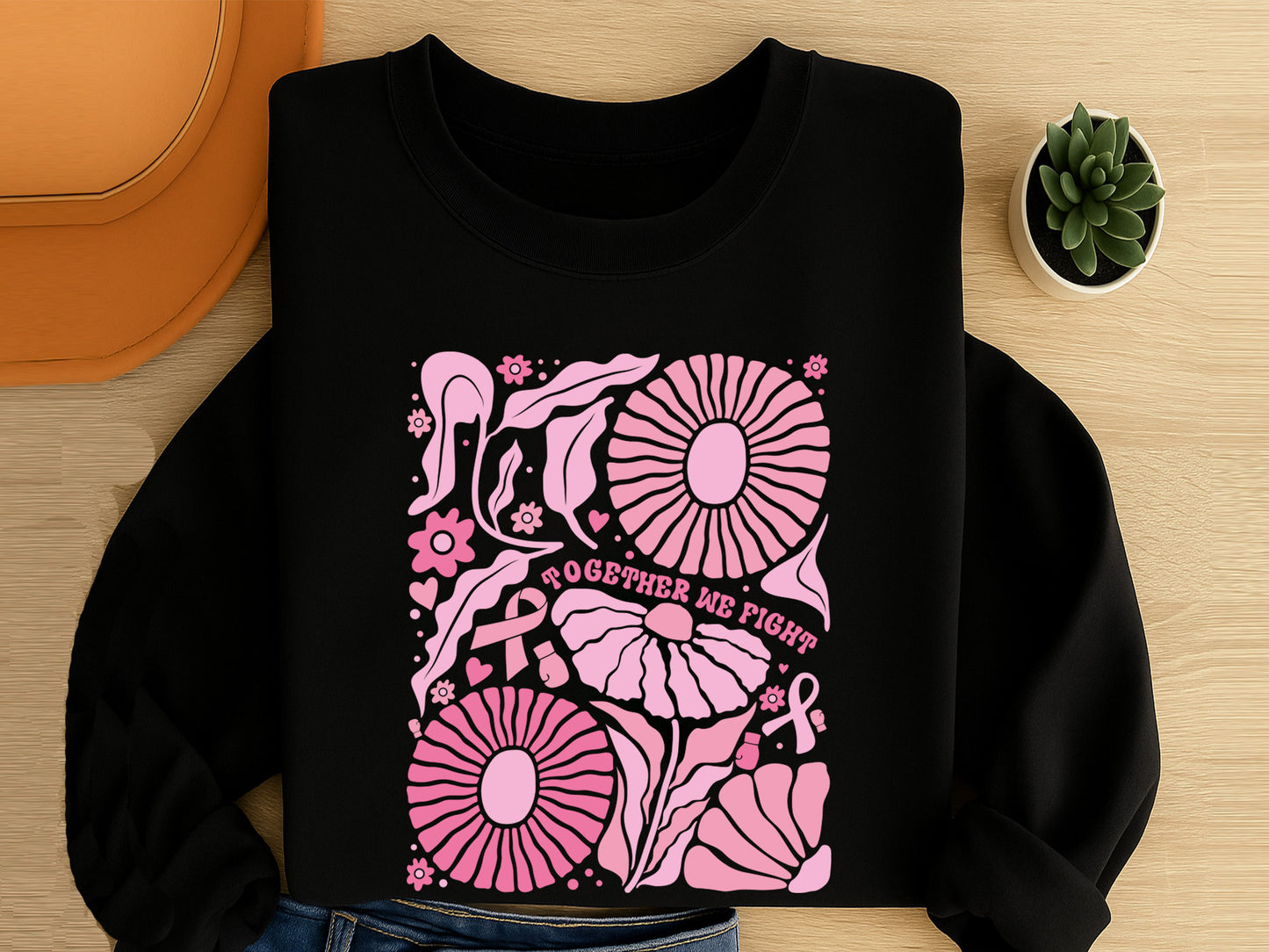 Together We Fight - Boho Floral Breast Cancer SVG