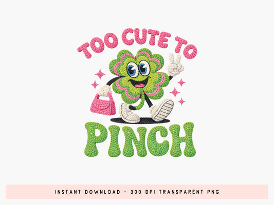 Too Cute To Pinch, Faux Yarn Knit St Patrick's PNG