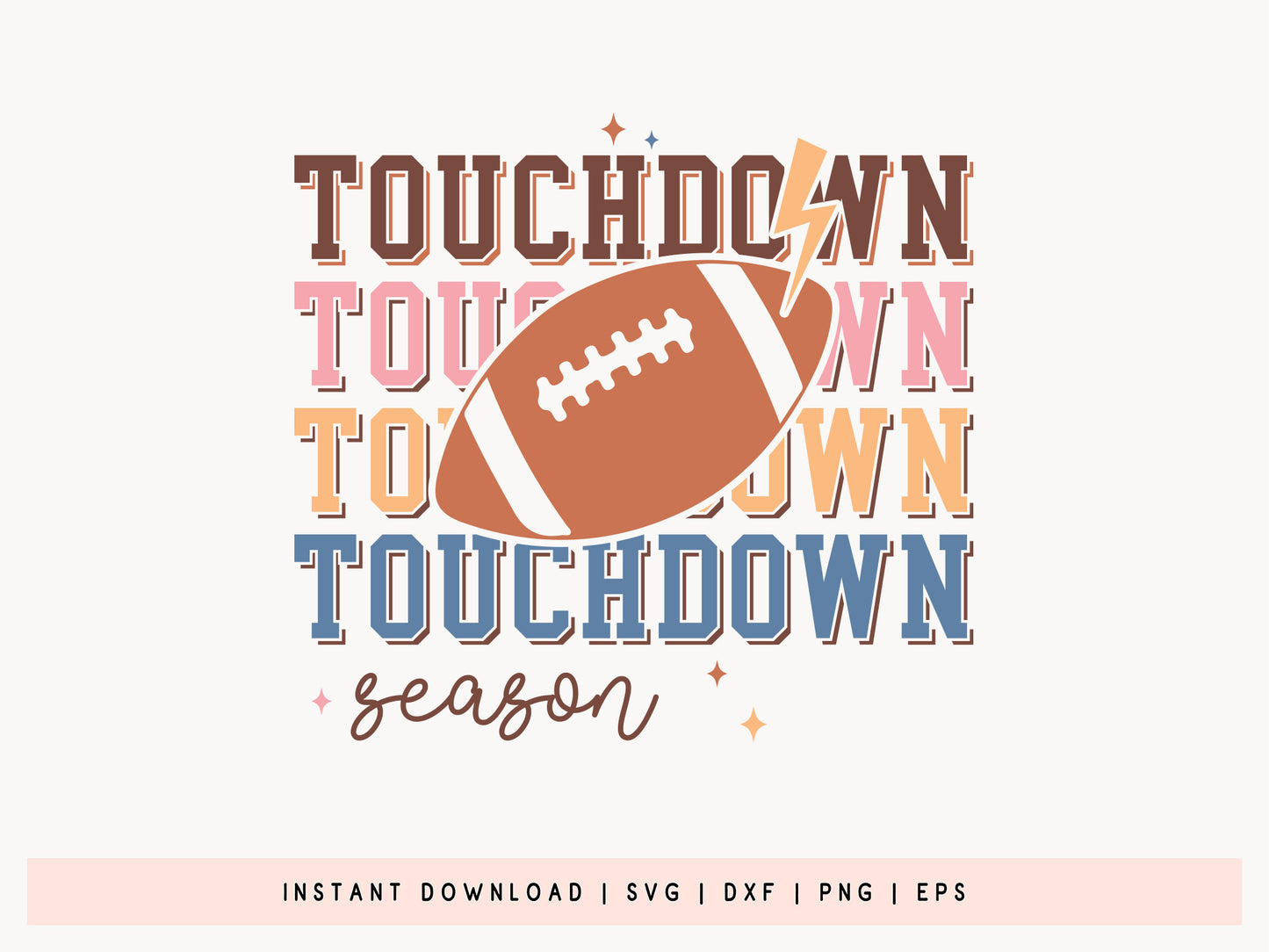 Touchdown Season - Retro Football SVG Vector