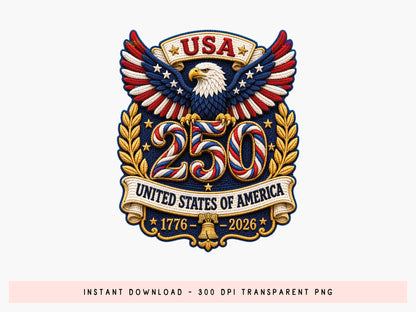 USA 250th Anniversary Faux Yarn PNG Design