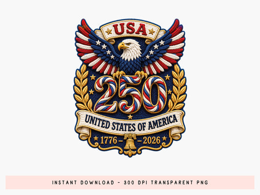 USA 250th Anniversary Faux Yarn PNG Design