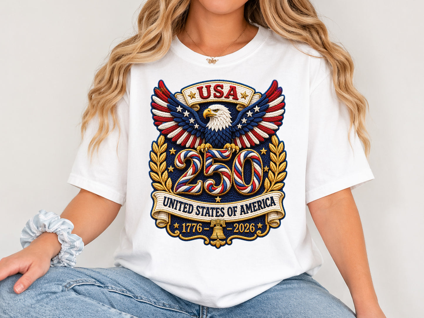 USA 250th Anniversary Faux Yarn PNG Design