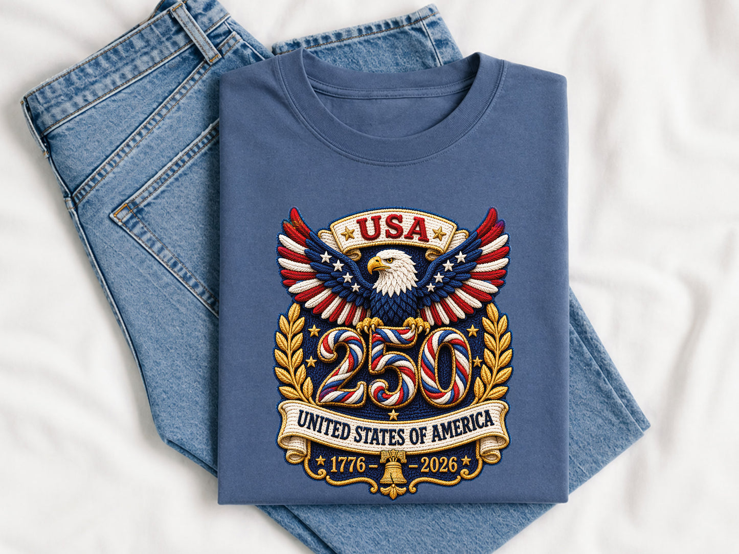USA 250th Anniversary Faux Yarn PNG Design