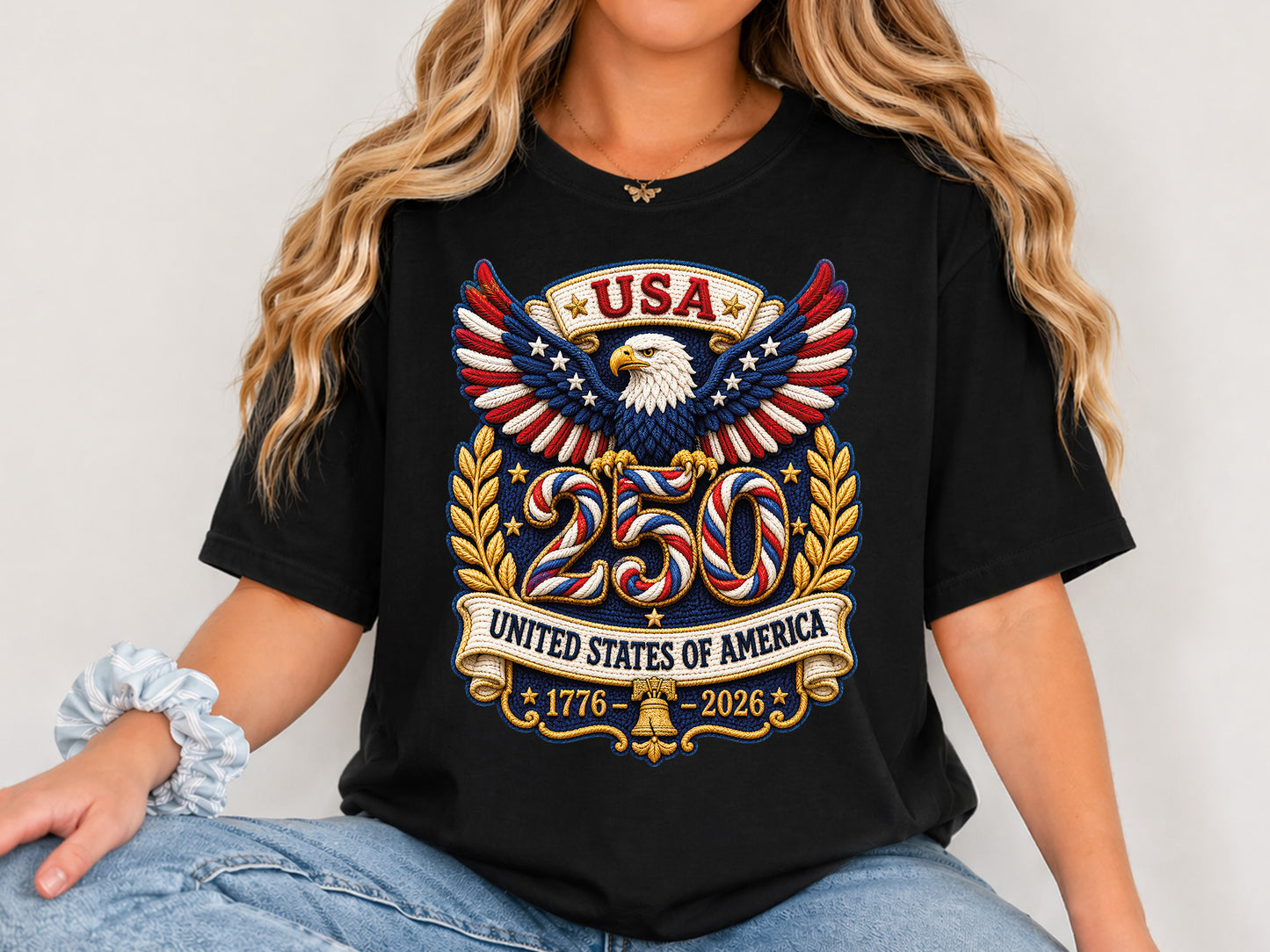 USA 250th Anniversary Faux Yarn PNG Design