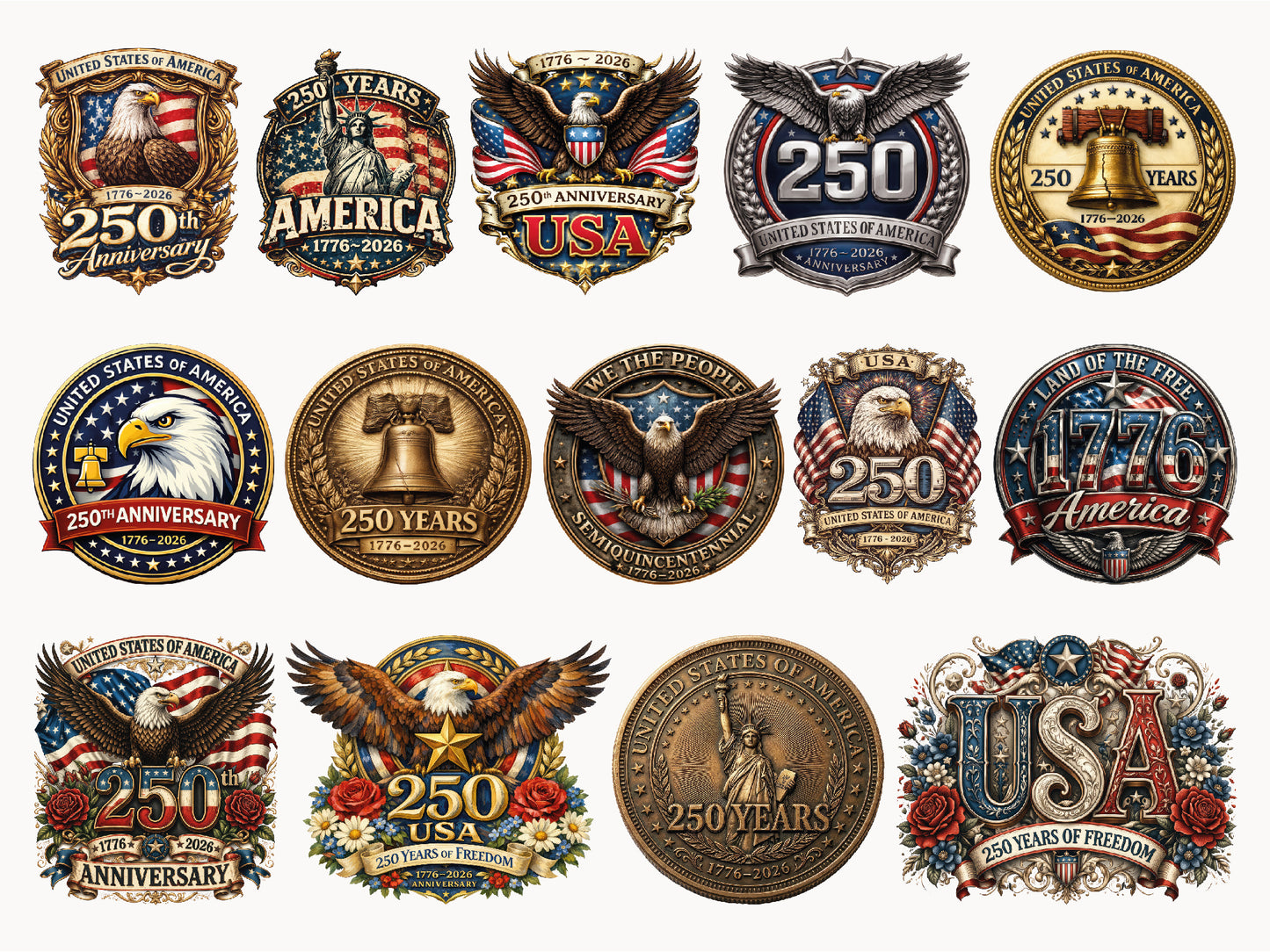 USA 250th Anniversary PNG Sublimation Bundle