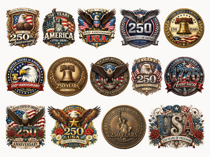 USA 250th Anniversary PNG Sublimation Bundle