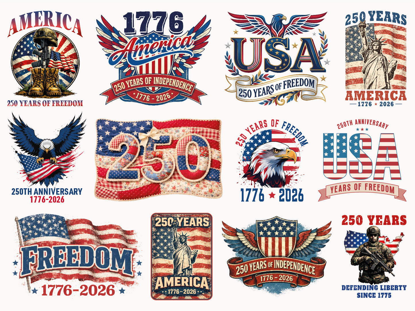 USA 250th Anniversary PNG Sublimation Bundle