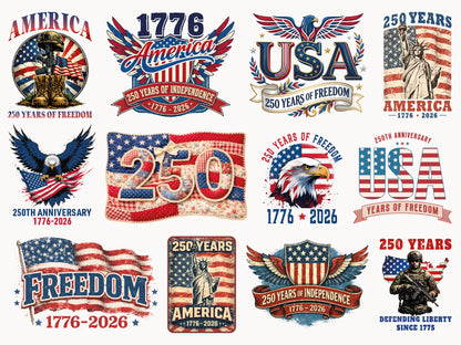 USA 250th Anniversary PNG Sublimation Bundle
