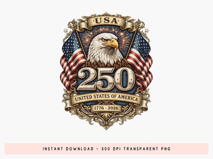 USA 250th Anniversary Sublimation Design PNG