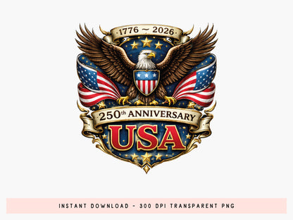 USA 250th Anniversary Sublimation Print PNG