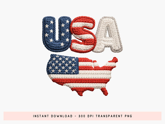 USA Map Faux Yarn PNG Sublimation