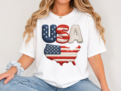 USA Map Faux Yarn PNG Sublimation