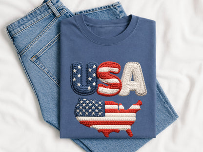 USA Map Faux Yarn PNG Sublimation