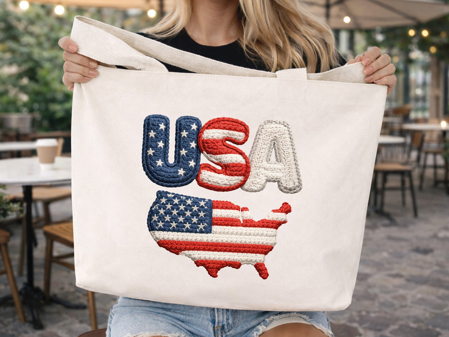 USA Map Faux Yarn PNG Sublimation