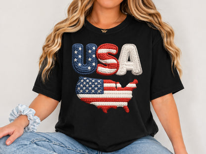 USA Map Faux Yarn PNG Sublimation