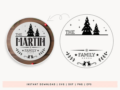 Unique Christmas Family Name Sign SVG Design