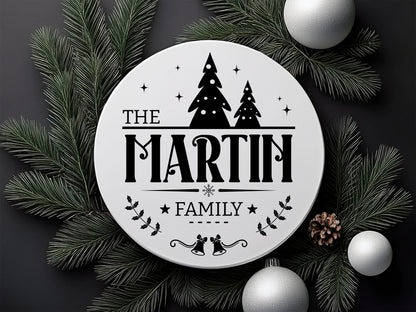 Unique Christmas Family Name Sign SVG Design