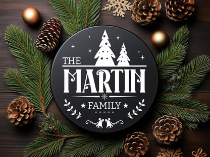 Unique Christmas Family Name Sign SVG Design