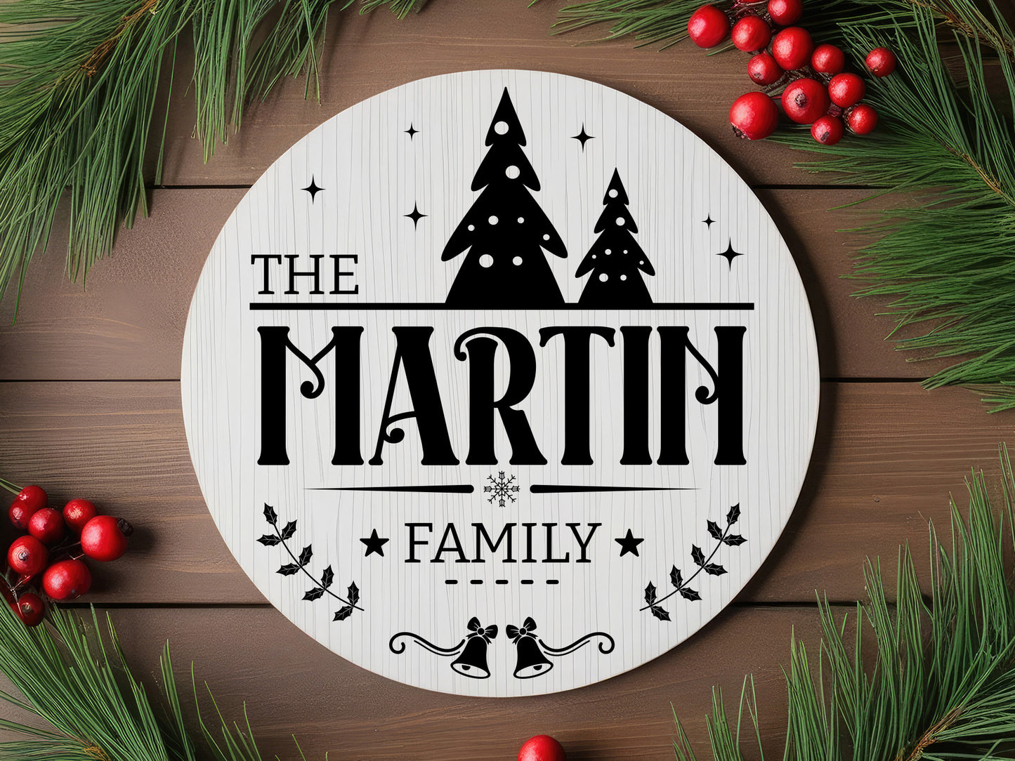 Unique Christmas Family Name Sign SVG Design