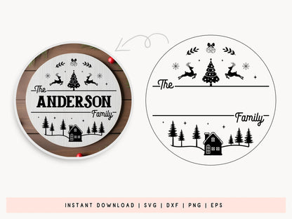 Unique Christmas Family Name Sign SVG