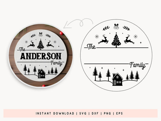 Unique Christmas Family Name Sign SVG