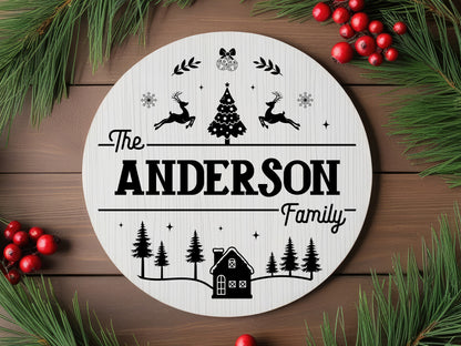 Unique Christmas Family Name Sign SVG