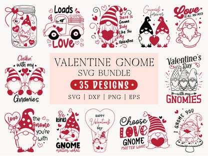 Valentine Gnome SVG PNG Bundle