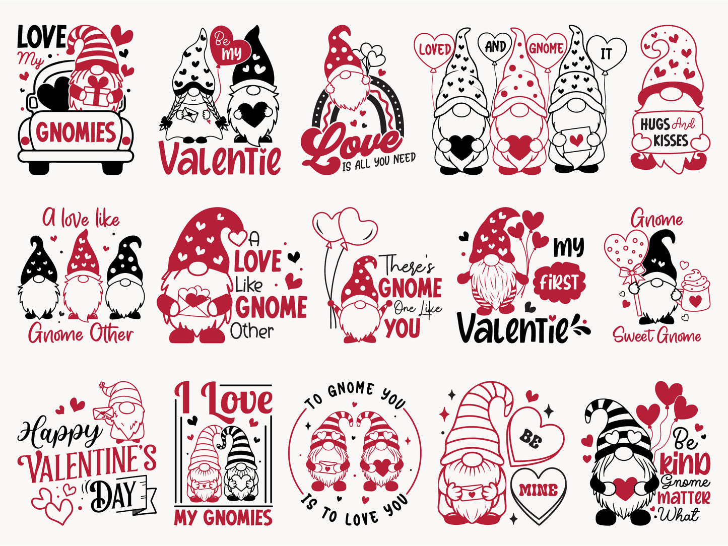 Valentine Gnome SVG PNG Bundle