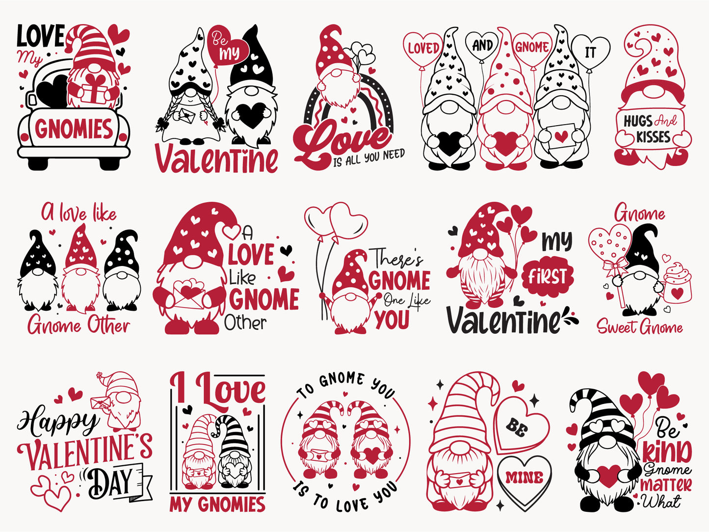 Valentine Gnome SVG PNG Bundle