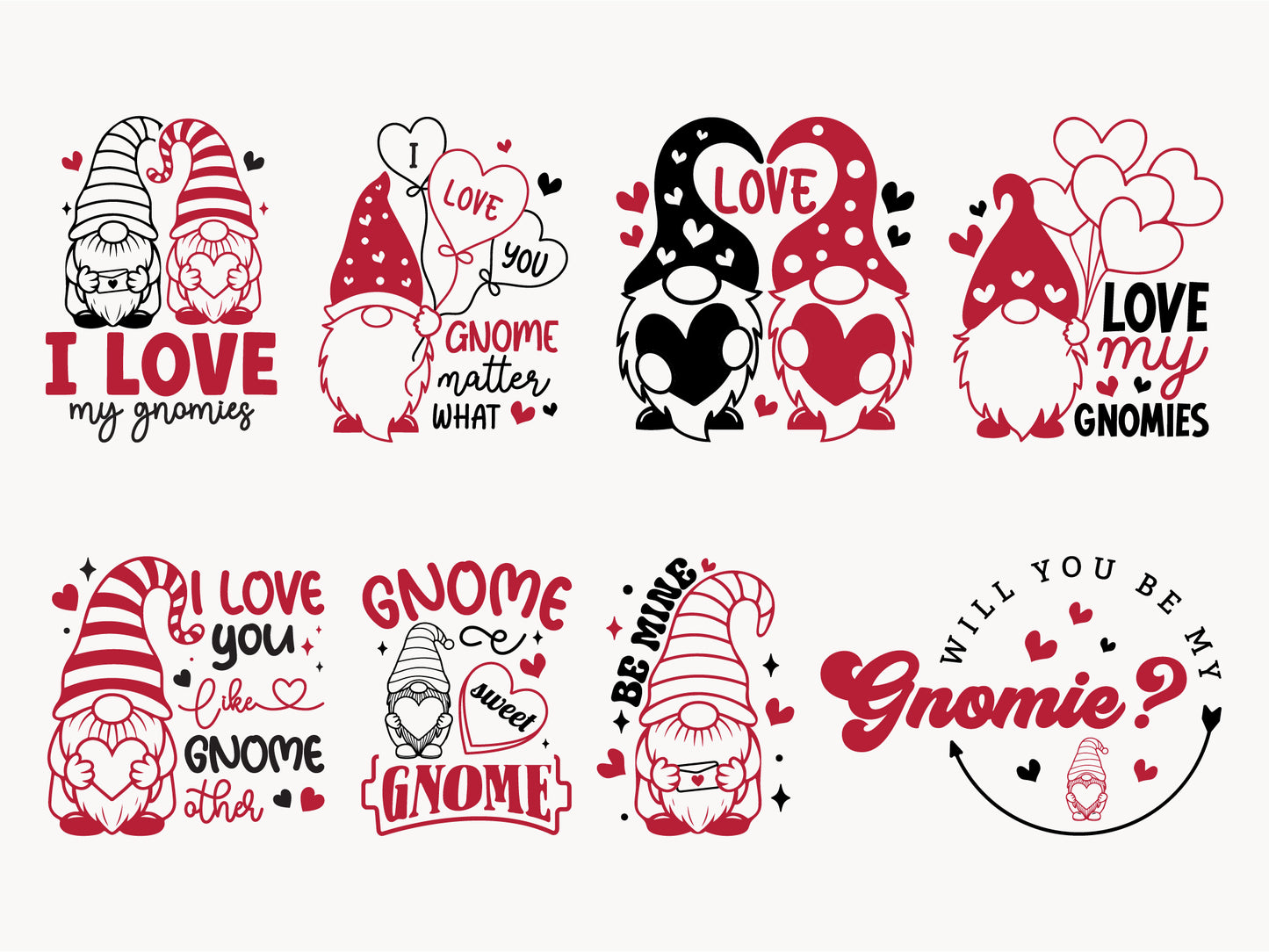 Valentine Gnome SVG PNG Bundle