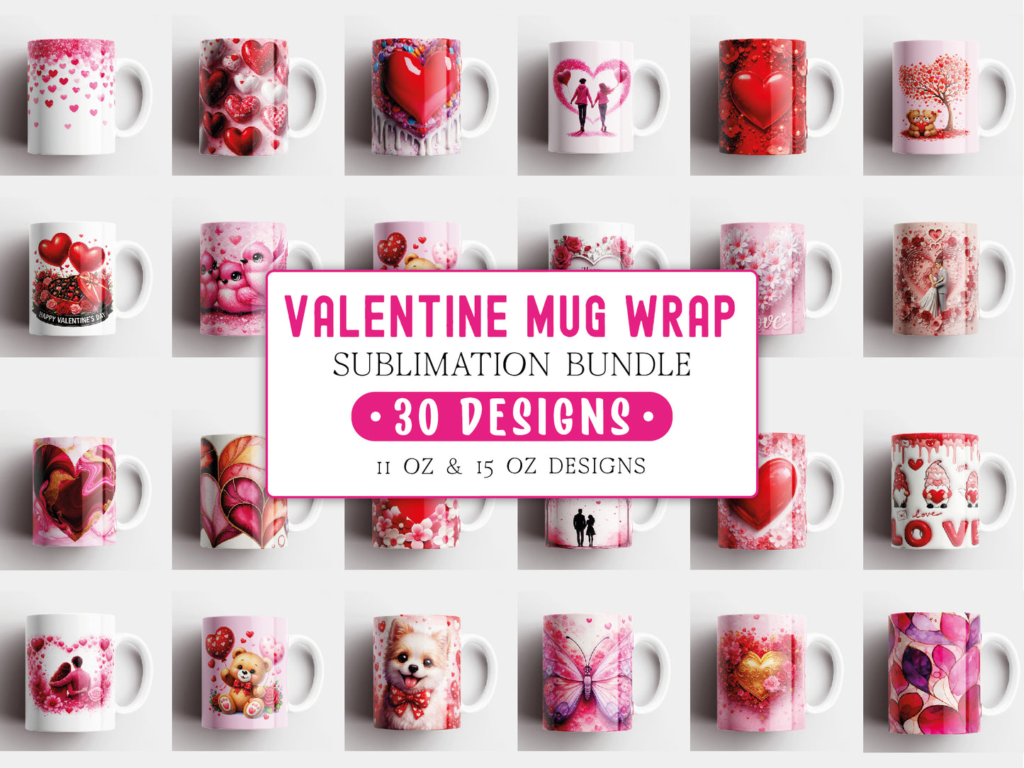 Valentine Mug Wrap PNG Sublimation Bundle