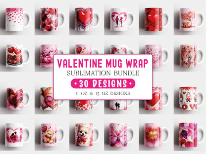 Valentine Mug Wrap PNG Sublimation Bundle
