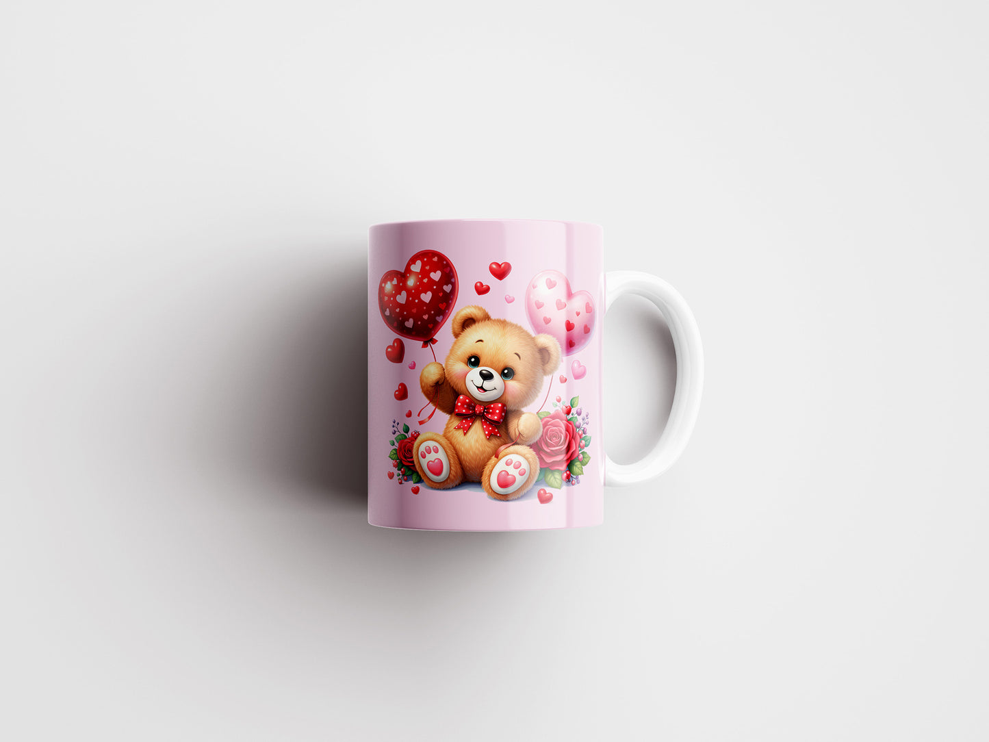 Valentine Teddy Bear Mug Wrap PNG Design
