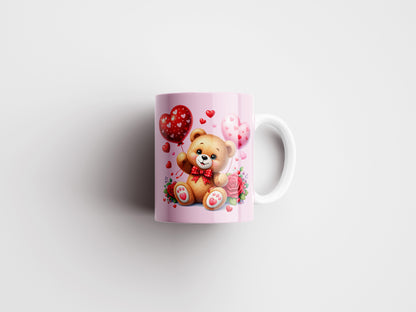 Valentine Teddy Bear Mug Wrap PNG Design
