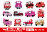 Valentine Truck Clipart Sublimation Bundle