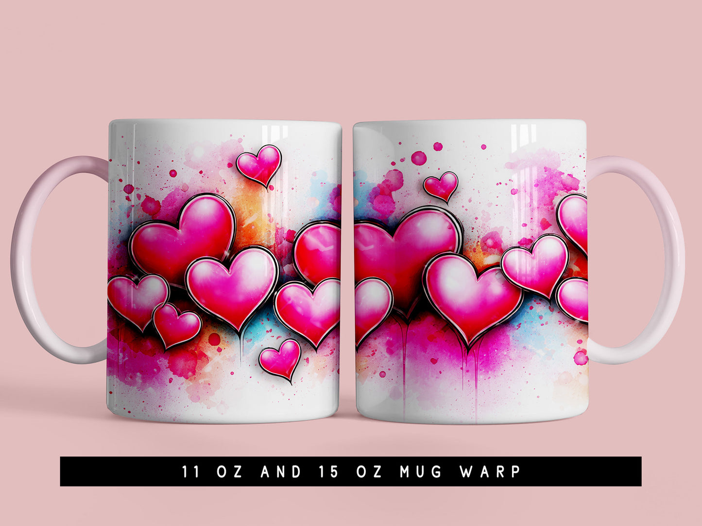 Valentine's Day Heart Mug Wrap PNG