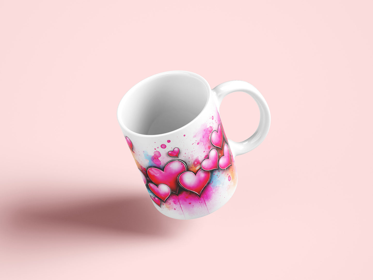 Valentine's Day Heart Mug Wrap PNG