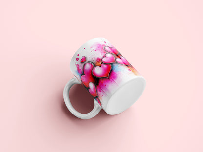 Valentine's Day Heart Mug Wrap PNG