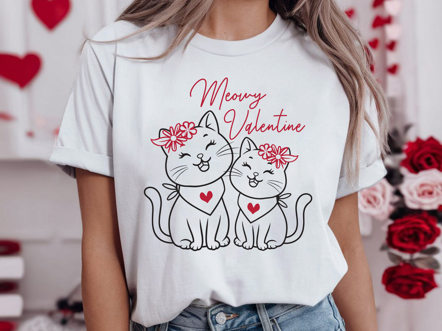 Valentines Cat SVG Cut File - Meowy Valentine