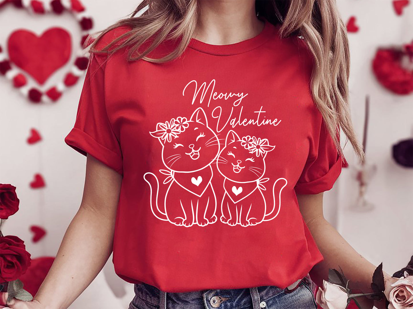 Valentines Cat SVG Cut File - Meowy Valentine