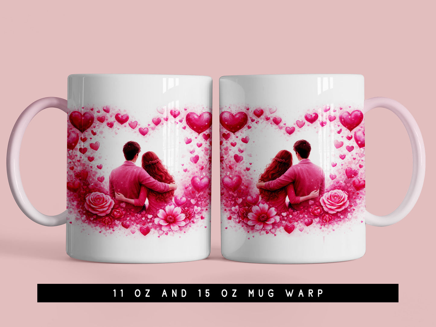 Valentines Day Mug Wrap PNG Sublimation