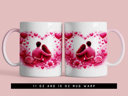 Valentines Day Mug Wrap PNG Sublimation