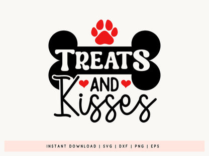 Valentines Dog SVG File - Treats and Kisses