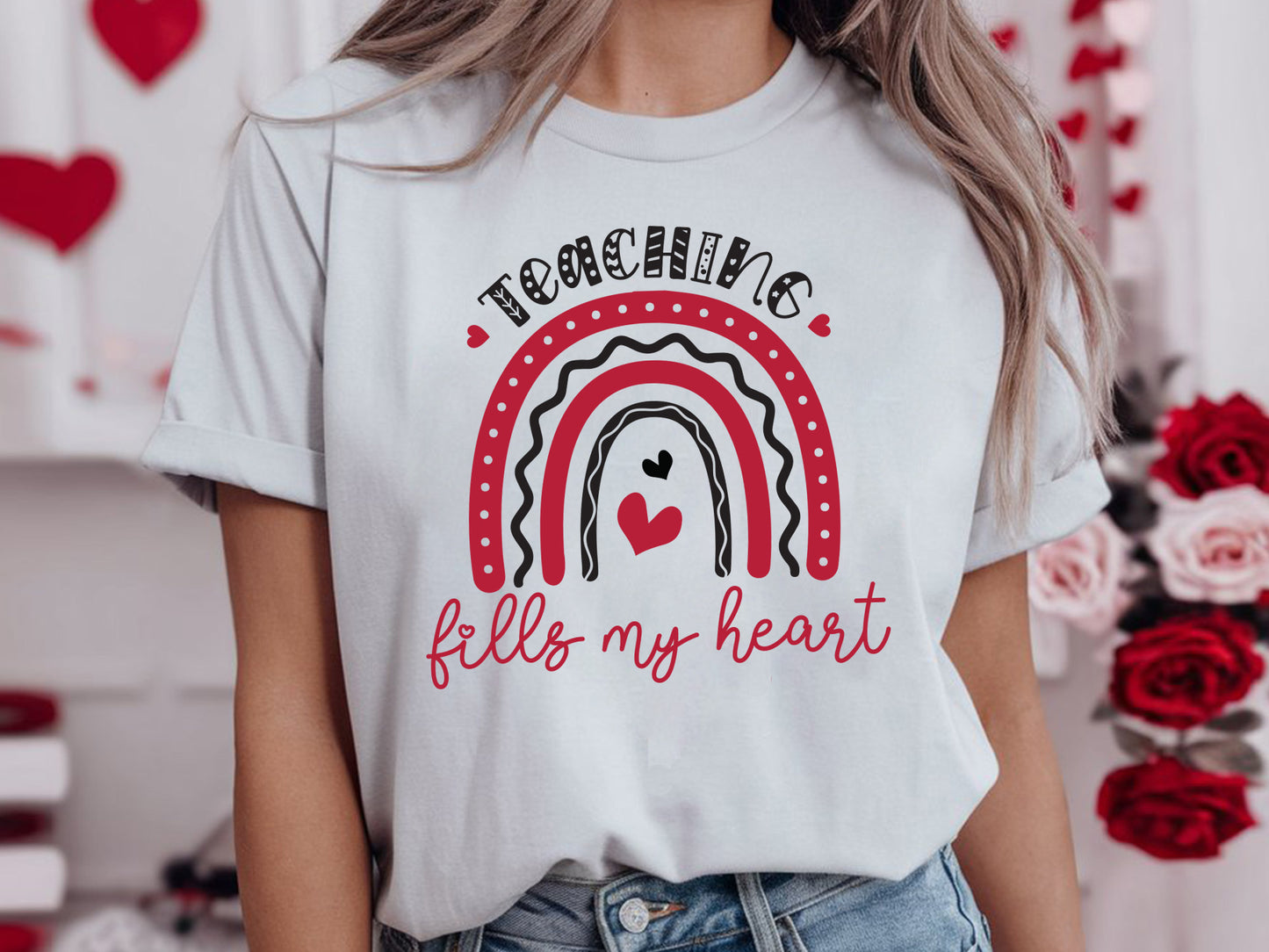 Valentines Teacher SVG - Teaching Fills My Heart