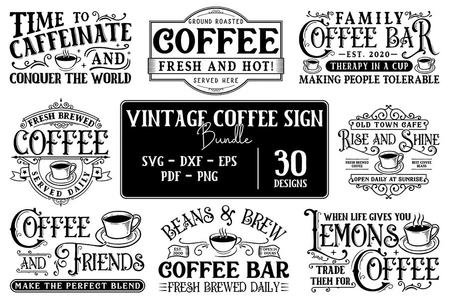 Vintage Coffee Sign SVG Bundle