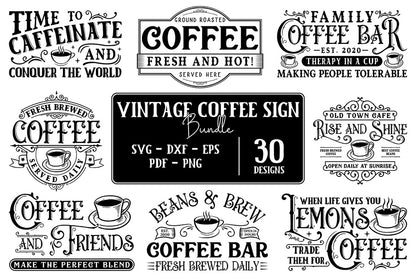 Vintage Coffee Sign SVG Bundle