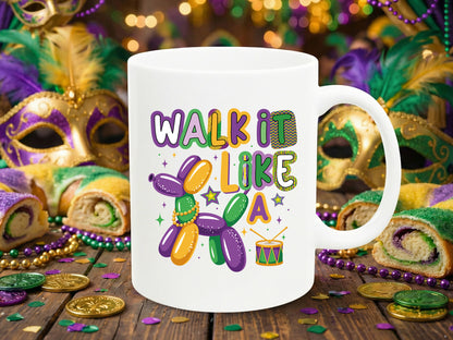 Walk It Like A Dog, Preppy Mardi Gras Sublimation PNG