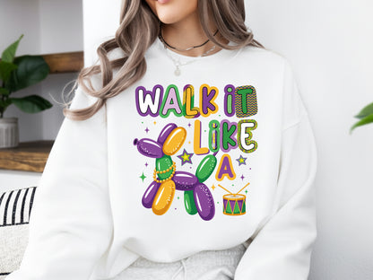 Walk It Like A Dog, Preppy Mardi Gras Sublimation PNG