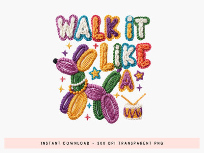 Walk It Like a Dog, Faux Yarn Mardi Gras Sublimation