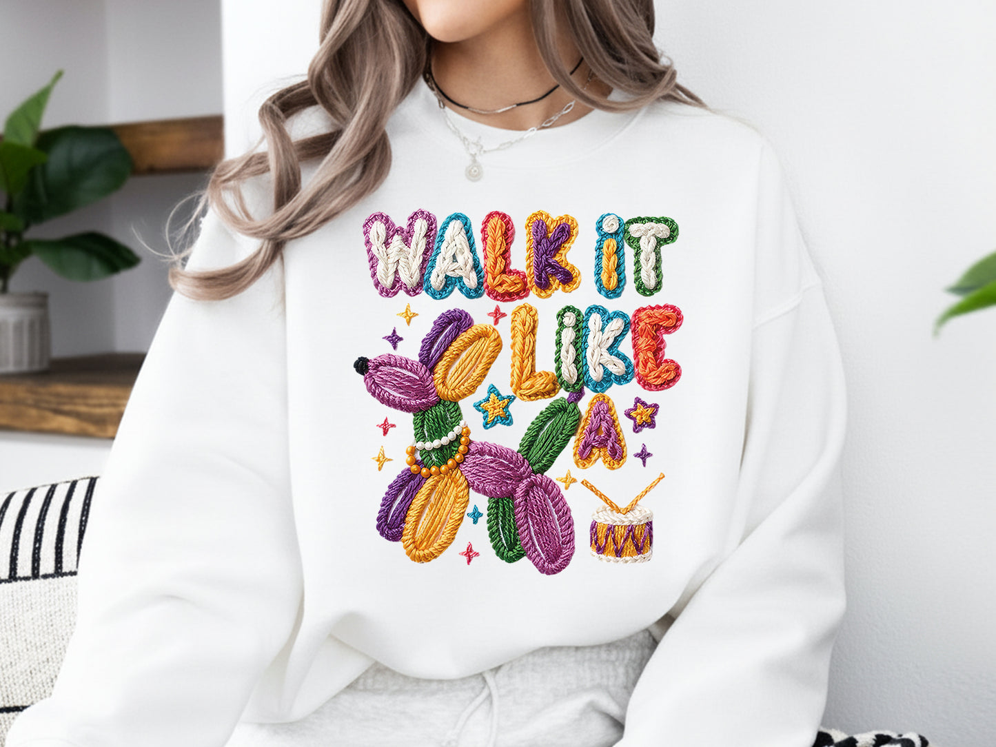 Walk It Like a Dog, Faux Yarn Mardi Gras Sublimation